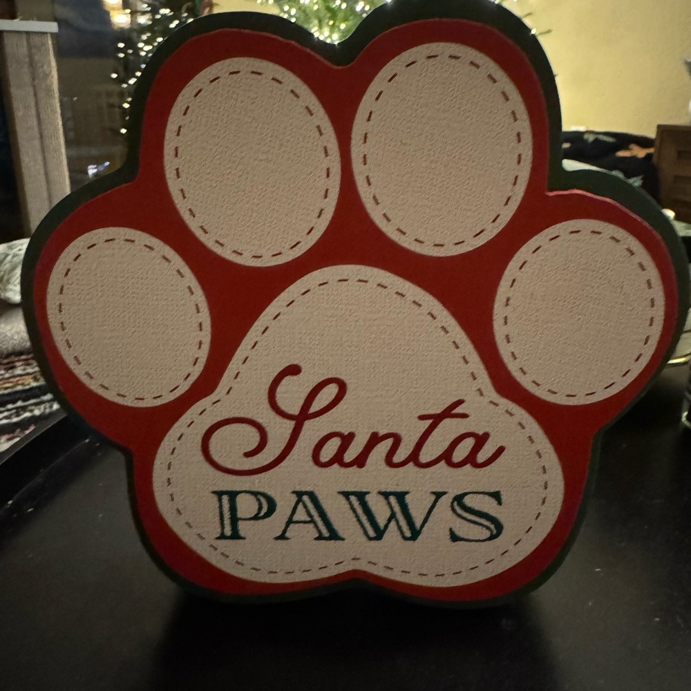 Santa Paws Paw Print Sign